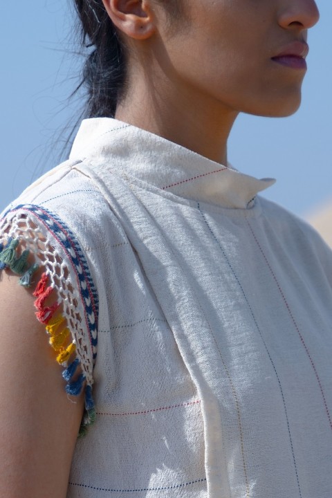 Kala cotton handwoven pleated top