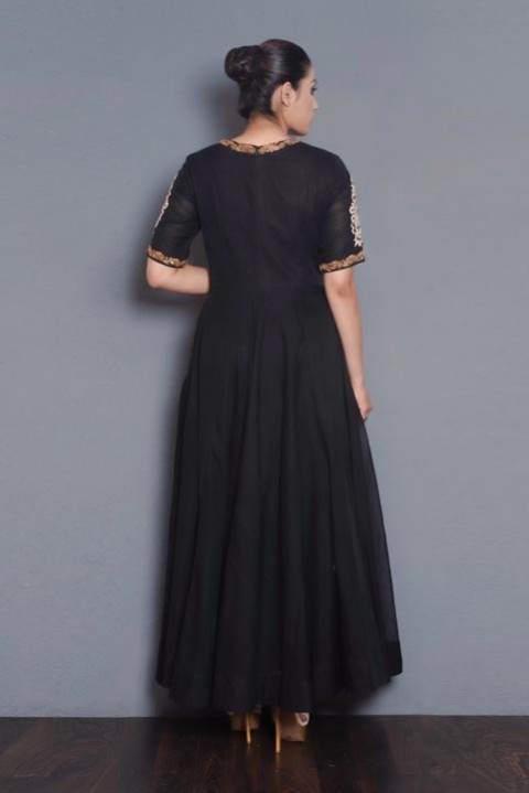  Black floor length gown