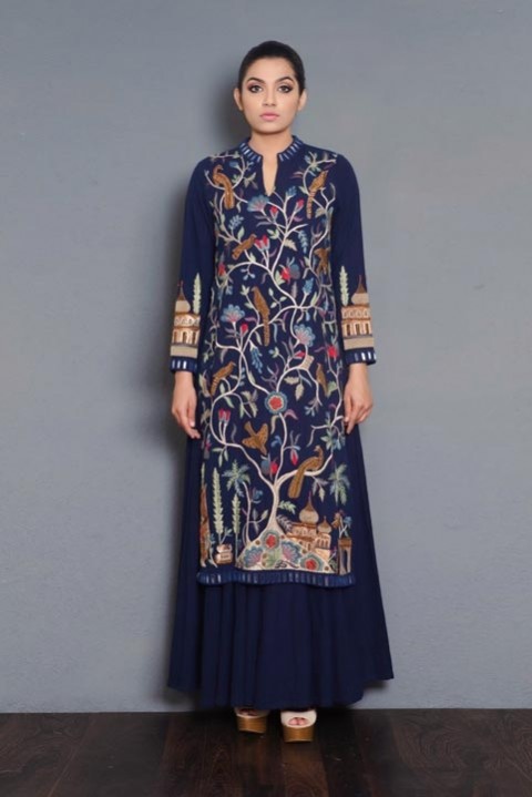 Indigo handwoven double layered dress