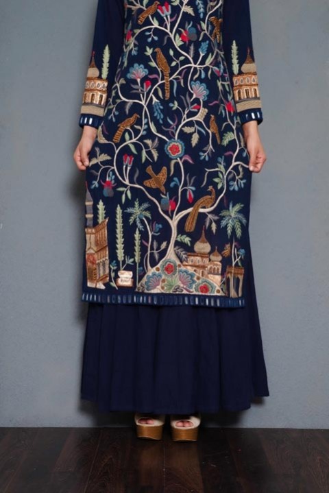 Indigo handwoven double layered dress