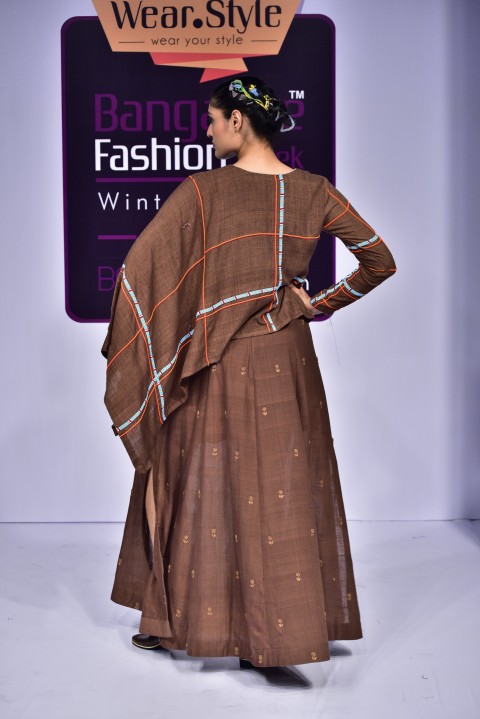 Brown Cape with Brown Slip Dress