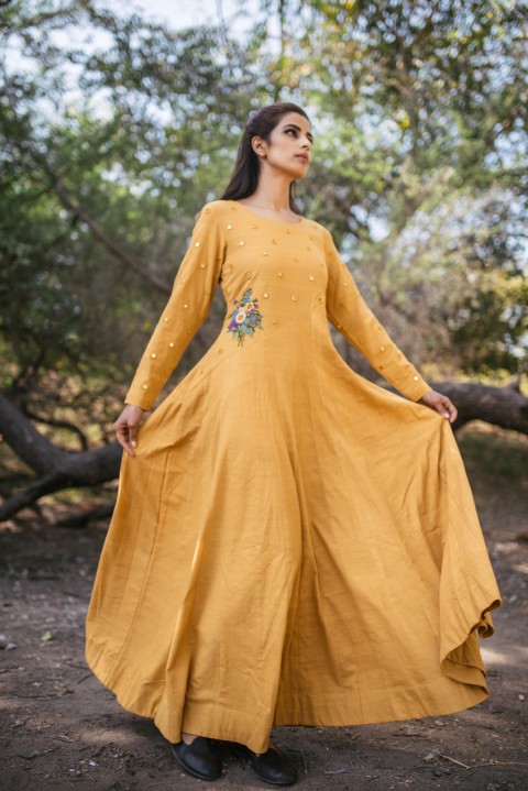 Yellow Khadi Dress