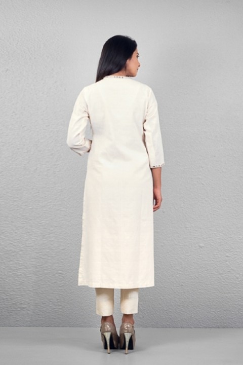 Off-white handwoven hand embroidered and mirror work detailing tunic