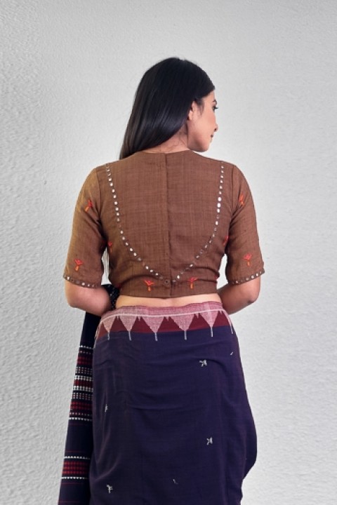 Chocolate handwoven mirror and hand embroidered blouse 