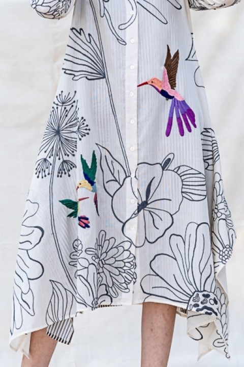 Kora handwoven hand embroidered handkerchief shirt dress