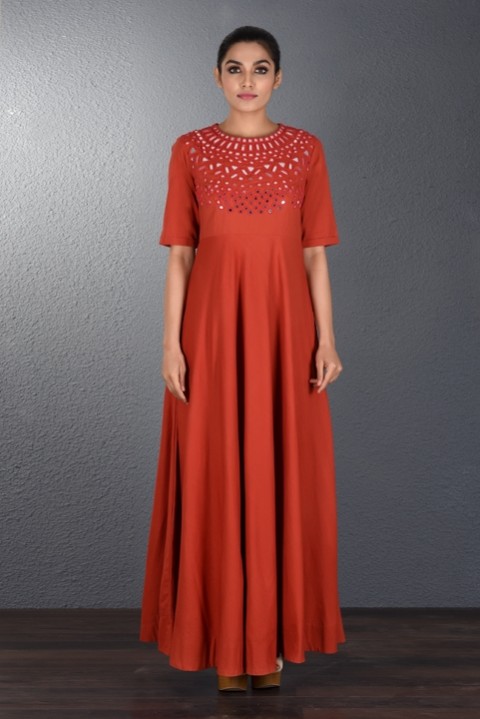 Red Handwoven Mirror Dress