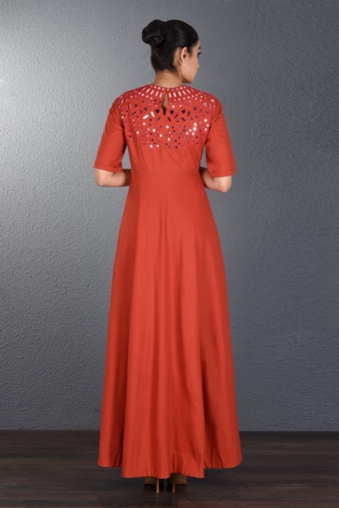 Red Handwoven Mirror Dress