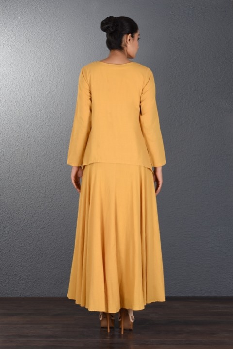 Yellow Handwoven Two Layered Dress