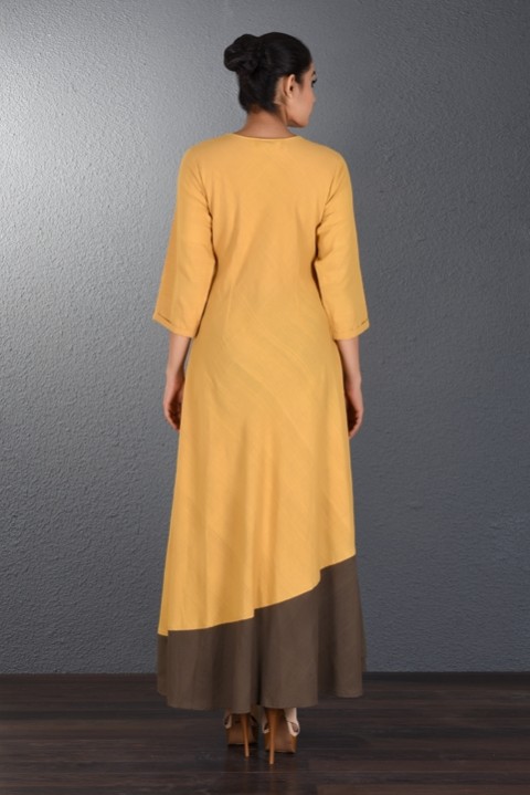 Yellow-Brown Handwoven Dress