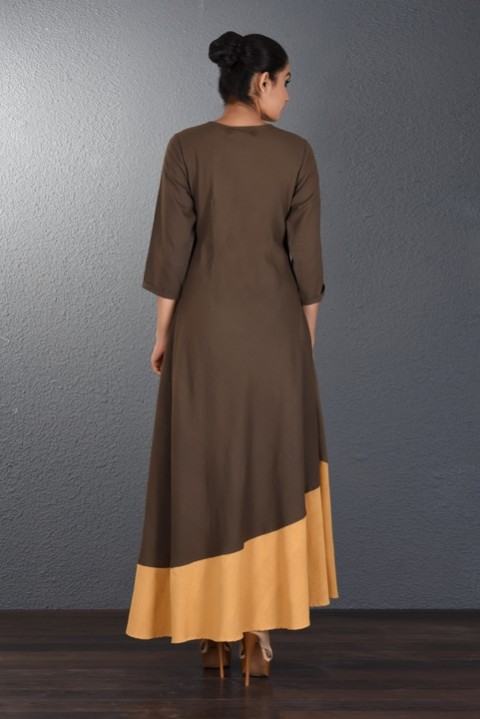 Brown-Yellow Handwoven Dress