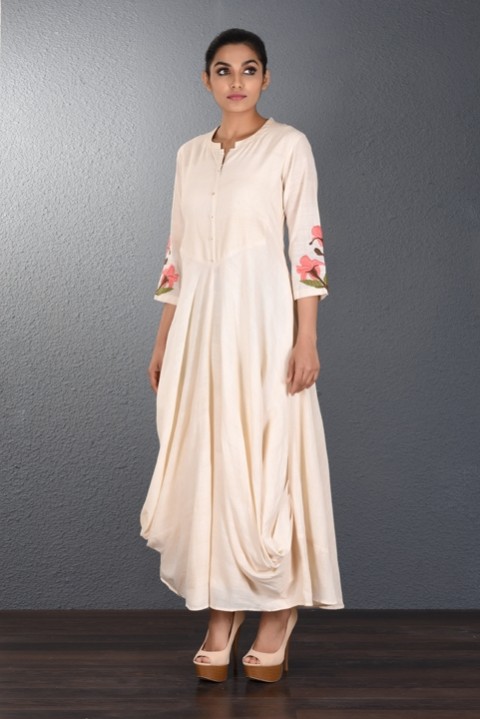 Off White Double Cowl Dress