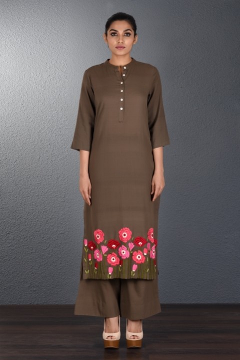Brown Hand Embroidered Tunic