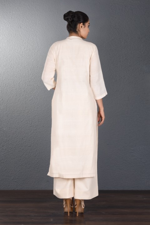 Off-white handwoven Hand Embroidered Tunic 