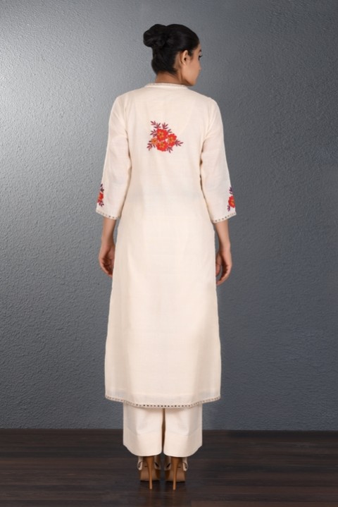 Off-white Hand Aari Embroidered Tunic