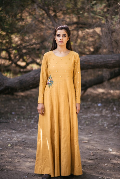 Yellow Khadi Dress